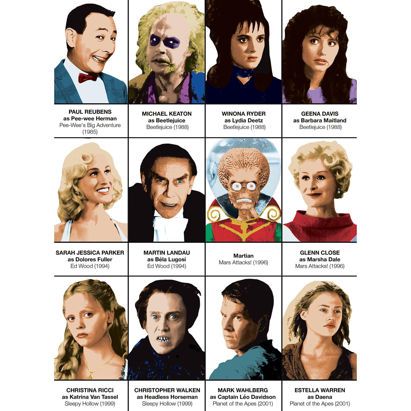 Affiche - Tim Burton characters - Olivier Bourdereau