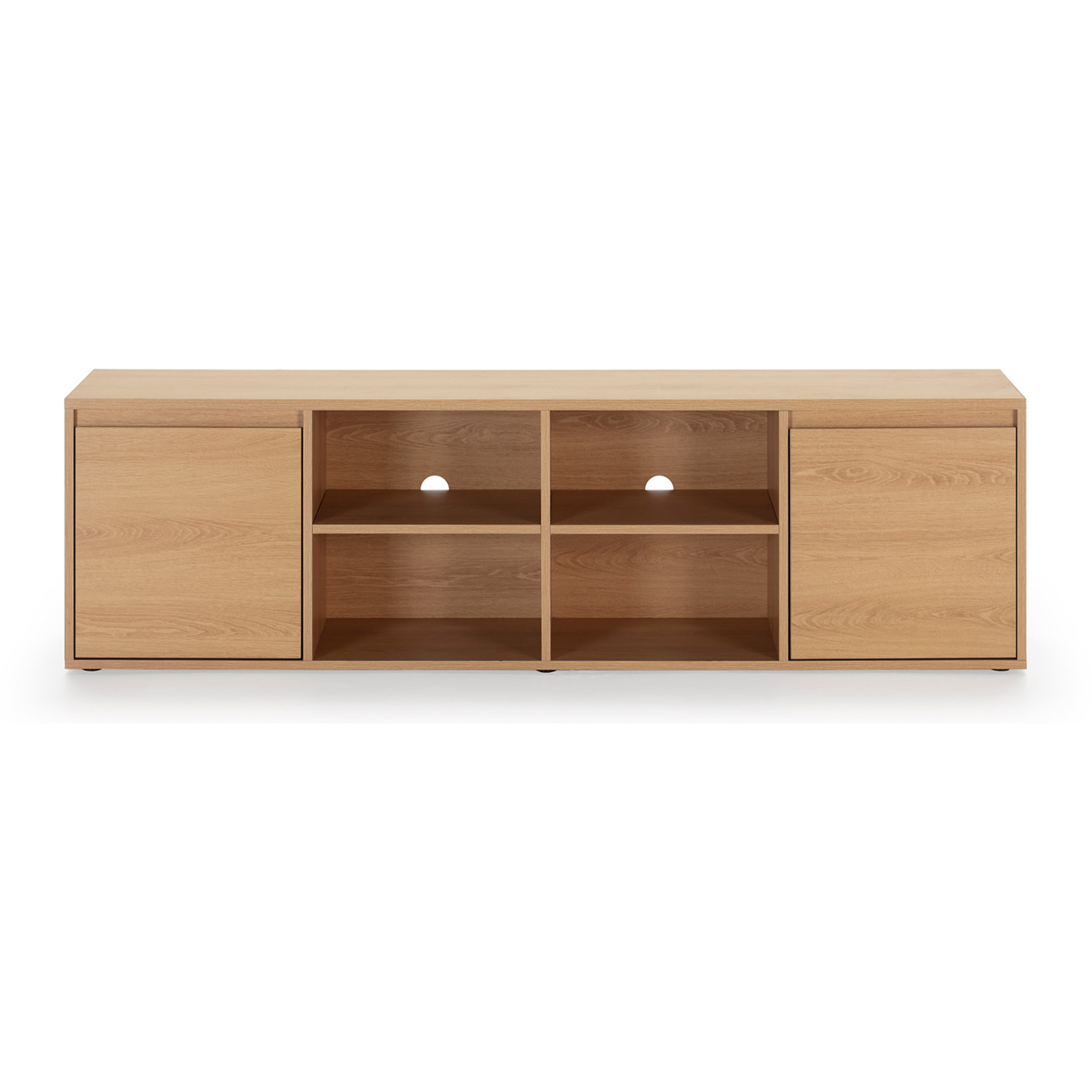 Mueble TV Tori 2 Puertas 4 Huecos, Color Roble, 160 cm