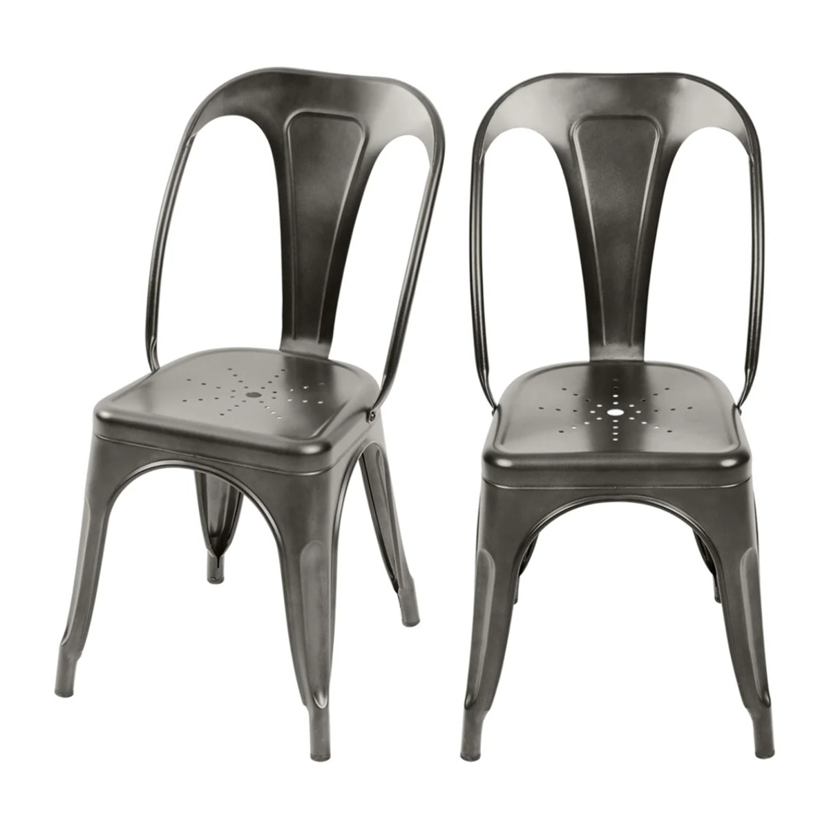 Lot de 2 chaises en métal gris - Indus