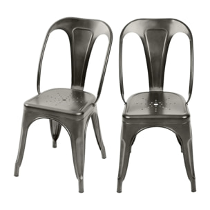 Lot de 2 chaises en métal gris - Indus