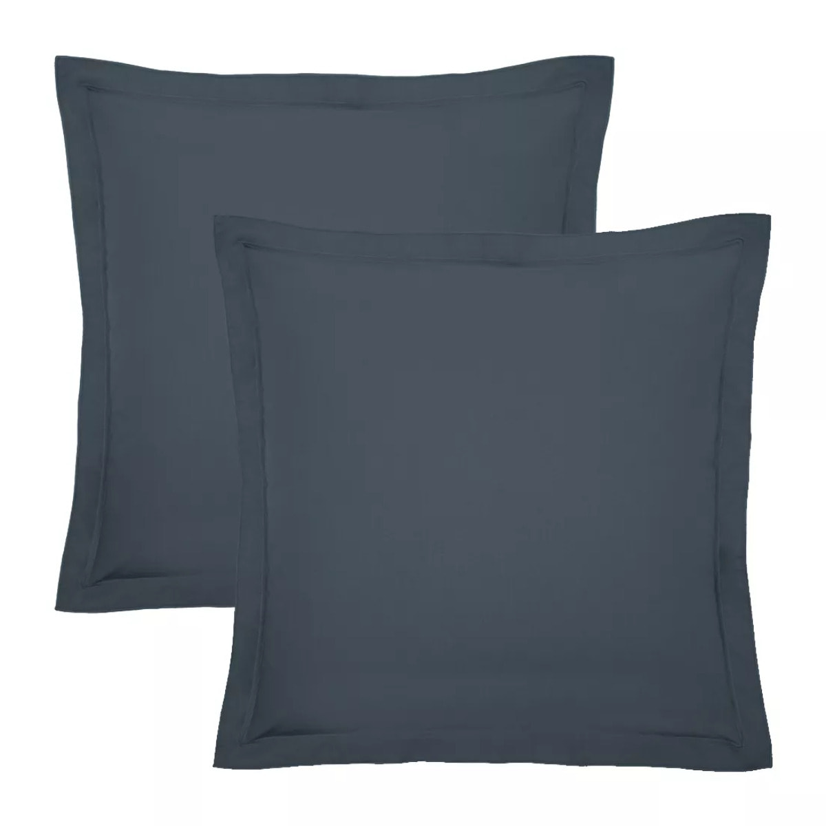 Lot de 2 taies percale de coton uni bleu Olana bleu