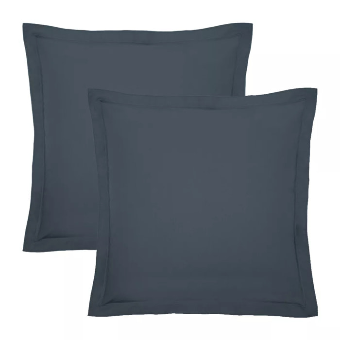 Lot de 2 taies percale de coton uni bleu Olana bleu