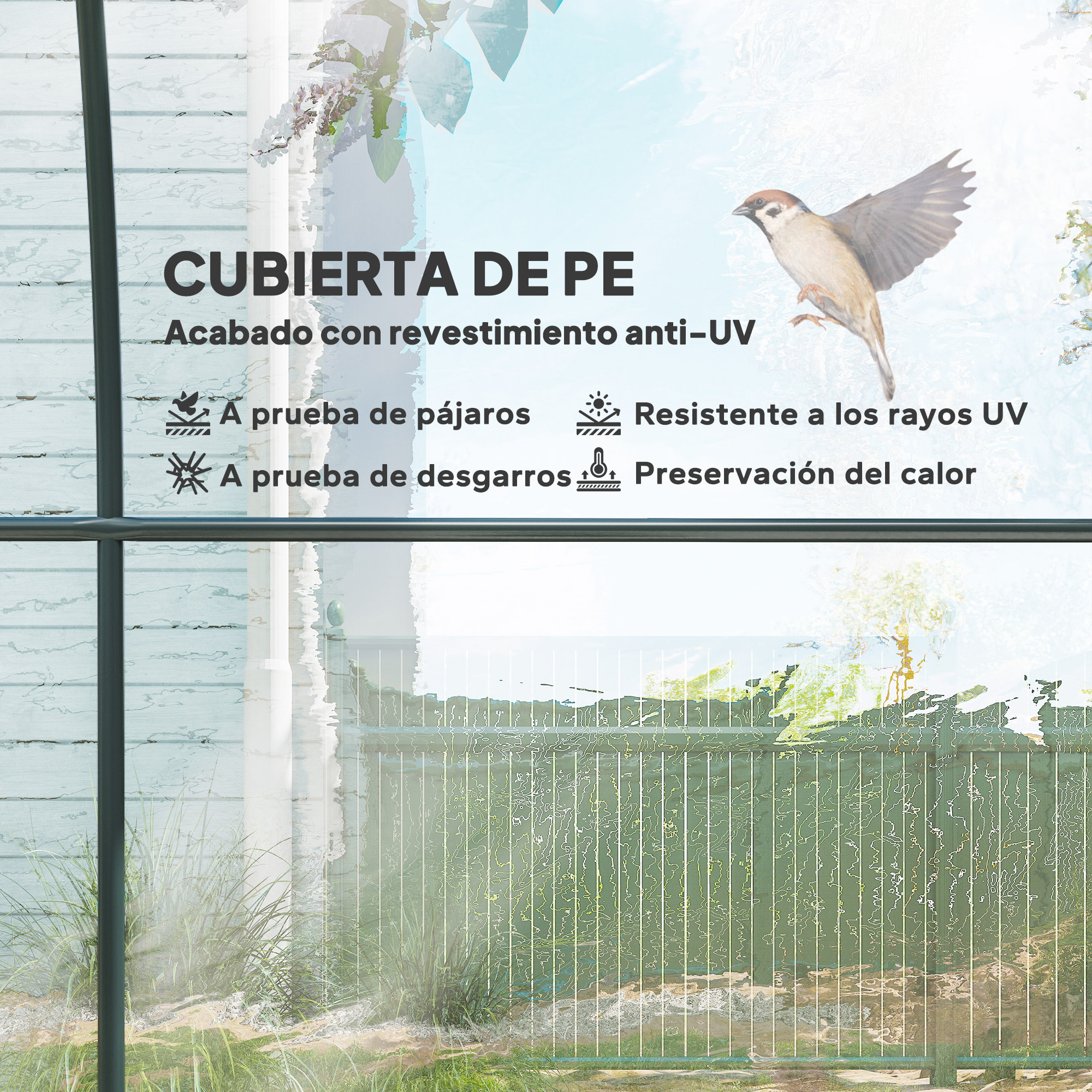 Invernadero de Exterior 3x2x2 m, Invernadero de Túnel con Puerta Enrollable, 2 Ventanas de Malla, Cubierta de Plástico y Marco de Acero, Anti-UV, para Cultivos, Plantas, Flores, Transparente