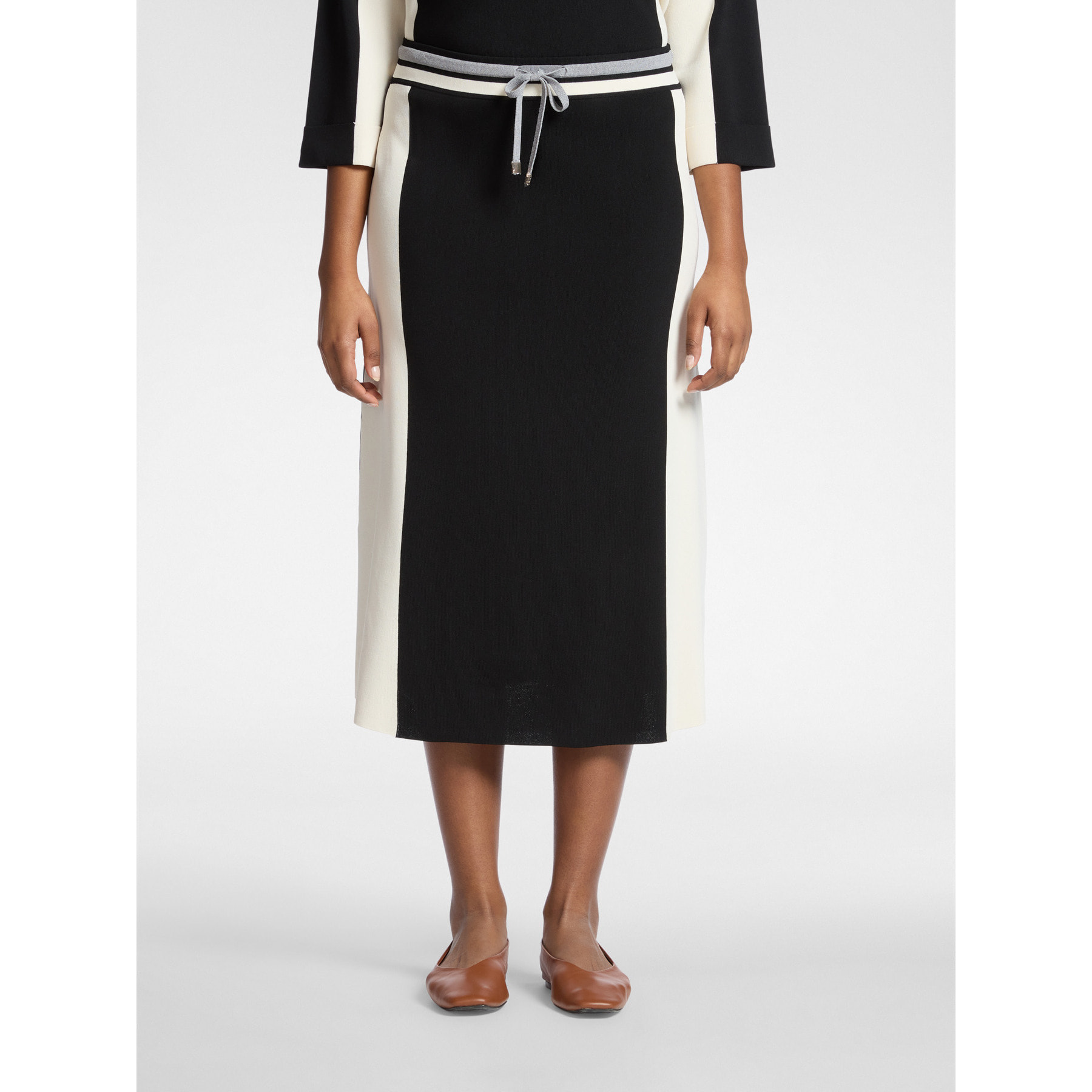 Elena Mirò - Falda tubo color block en viscosa - Negro