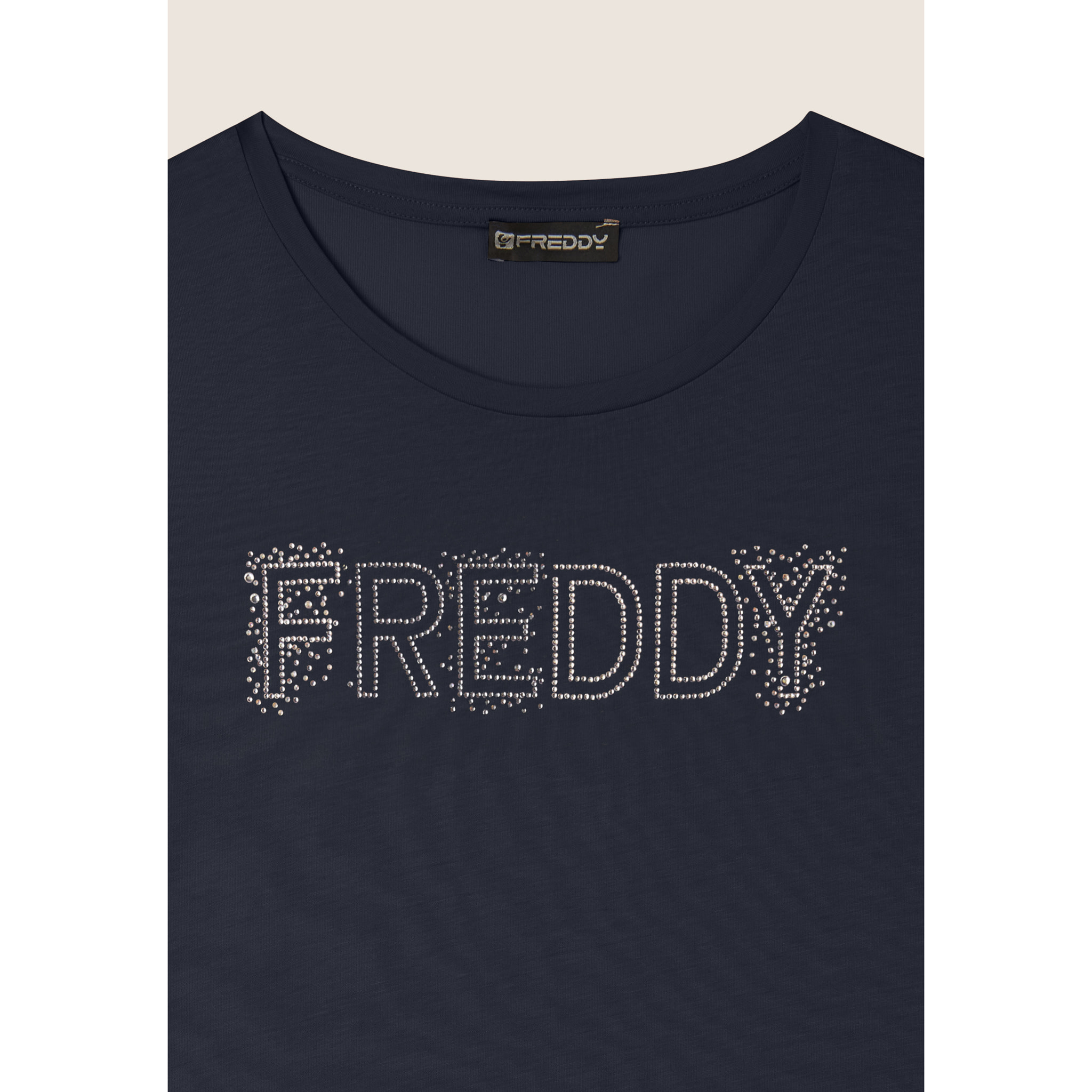 T-Shirt in jersey modal con Logo Strass