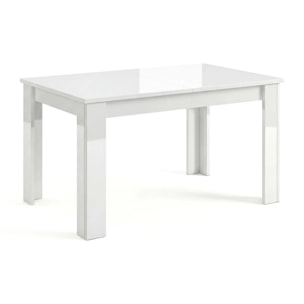 Mesa de comedor extensible en blanco brillo 140-190x90 cm Sira Blanco Brillo