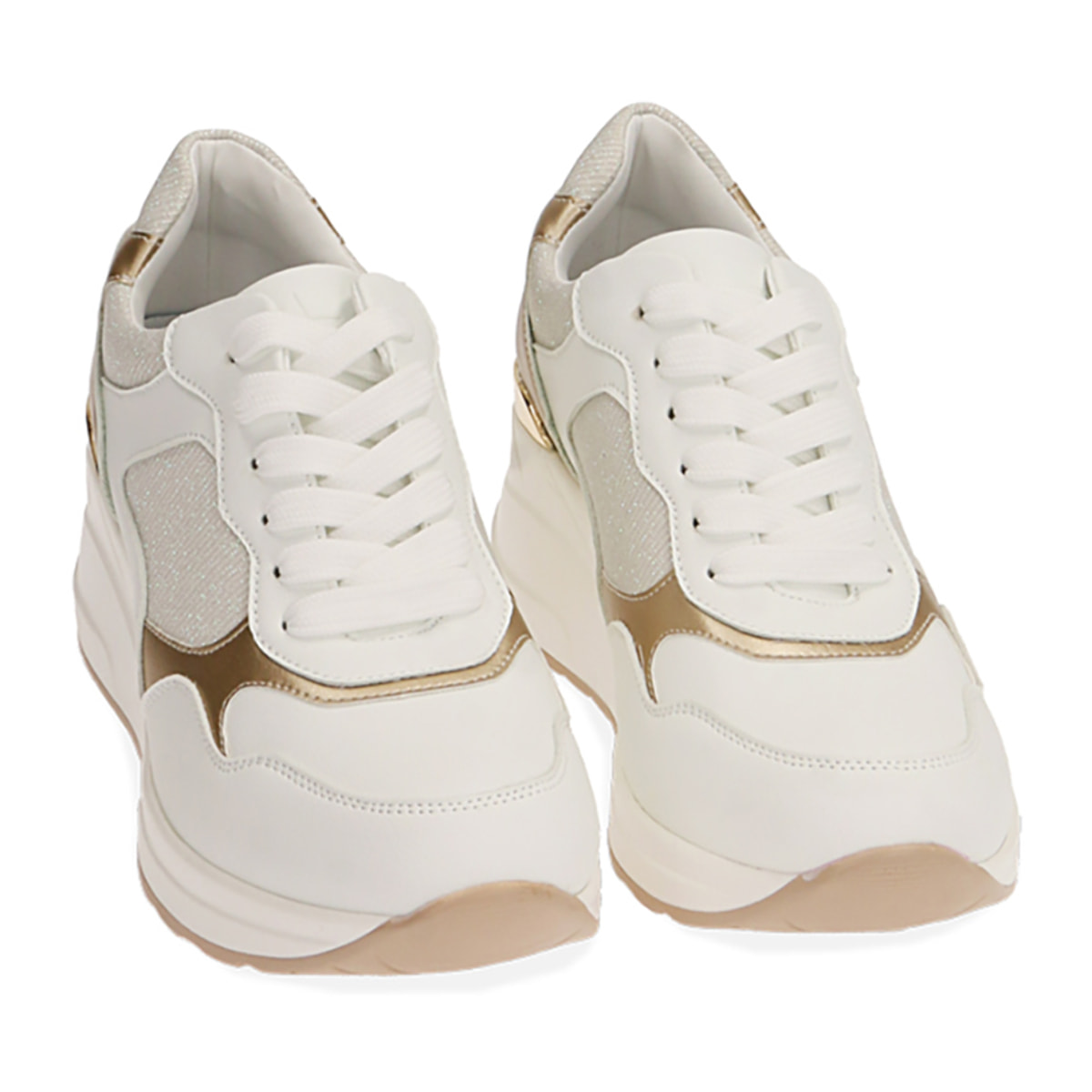 Sneakers bianche, zeppa 6 cm