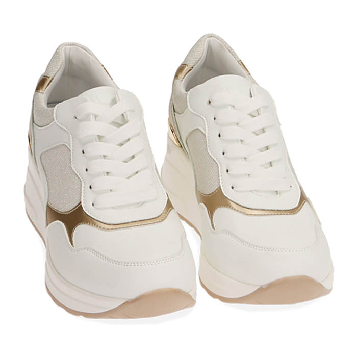 Sneakers bianche, zeppa 6 cm