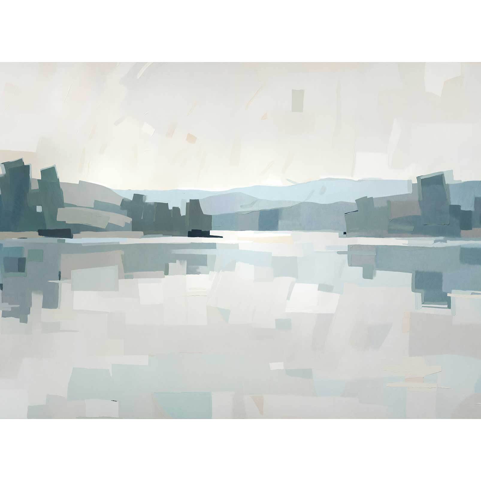 Papier peint Lumière lacustre bleu & gris Intissé