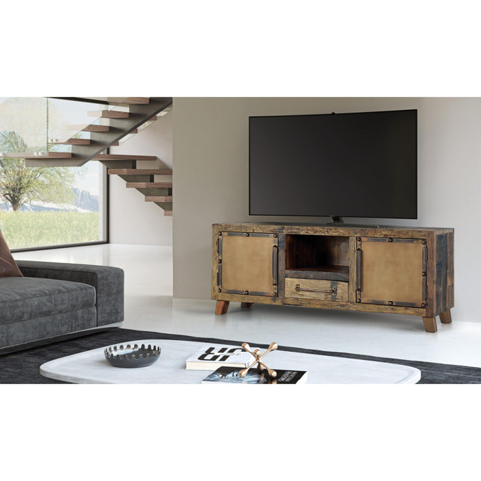 Mueble TV de Madera Recuperada 150 Cm Estilo Industrial Vintage