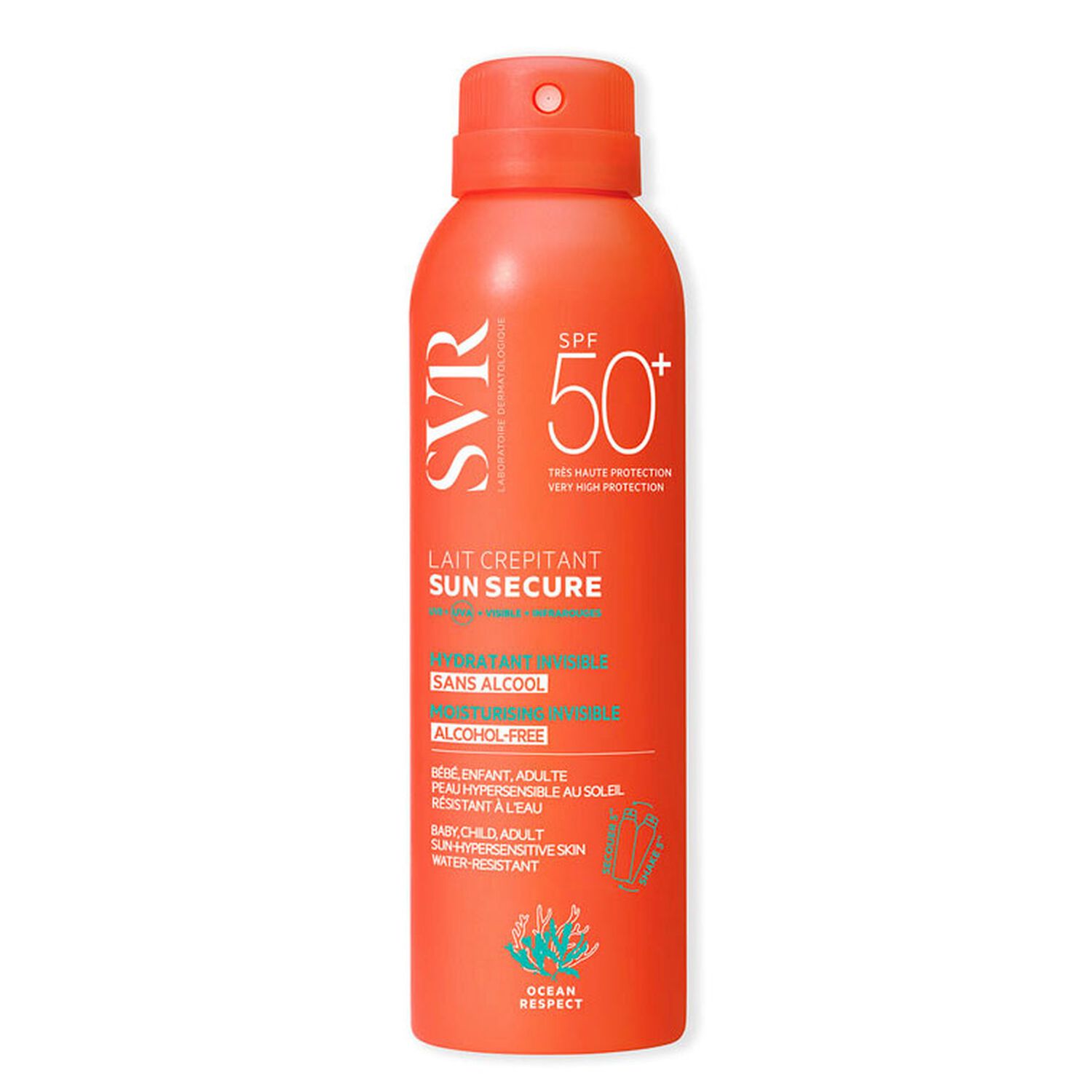 Sun Secure SPF50+  - Lait Crépitant Hydratant Invisible Sans Alcool 200 ml