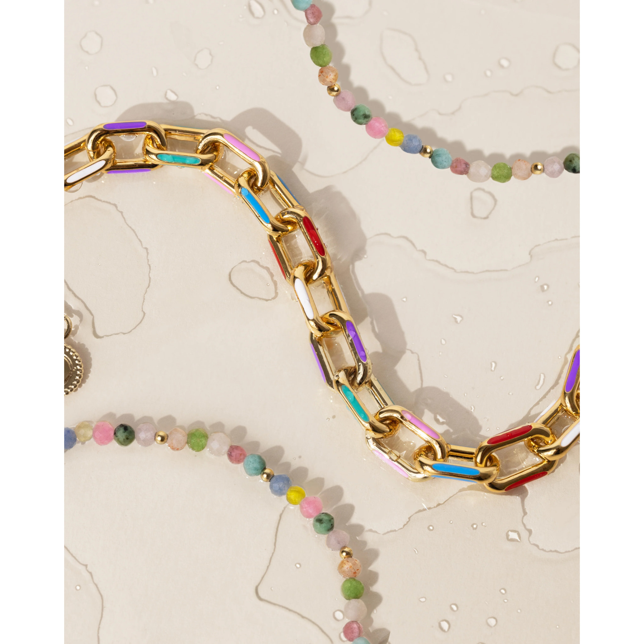 Bracciali Link Rainbow Enamel Placcato Oro