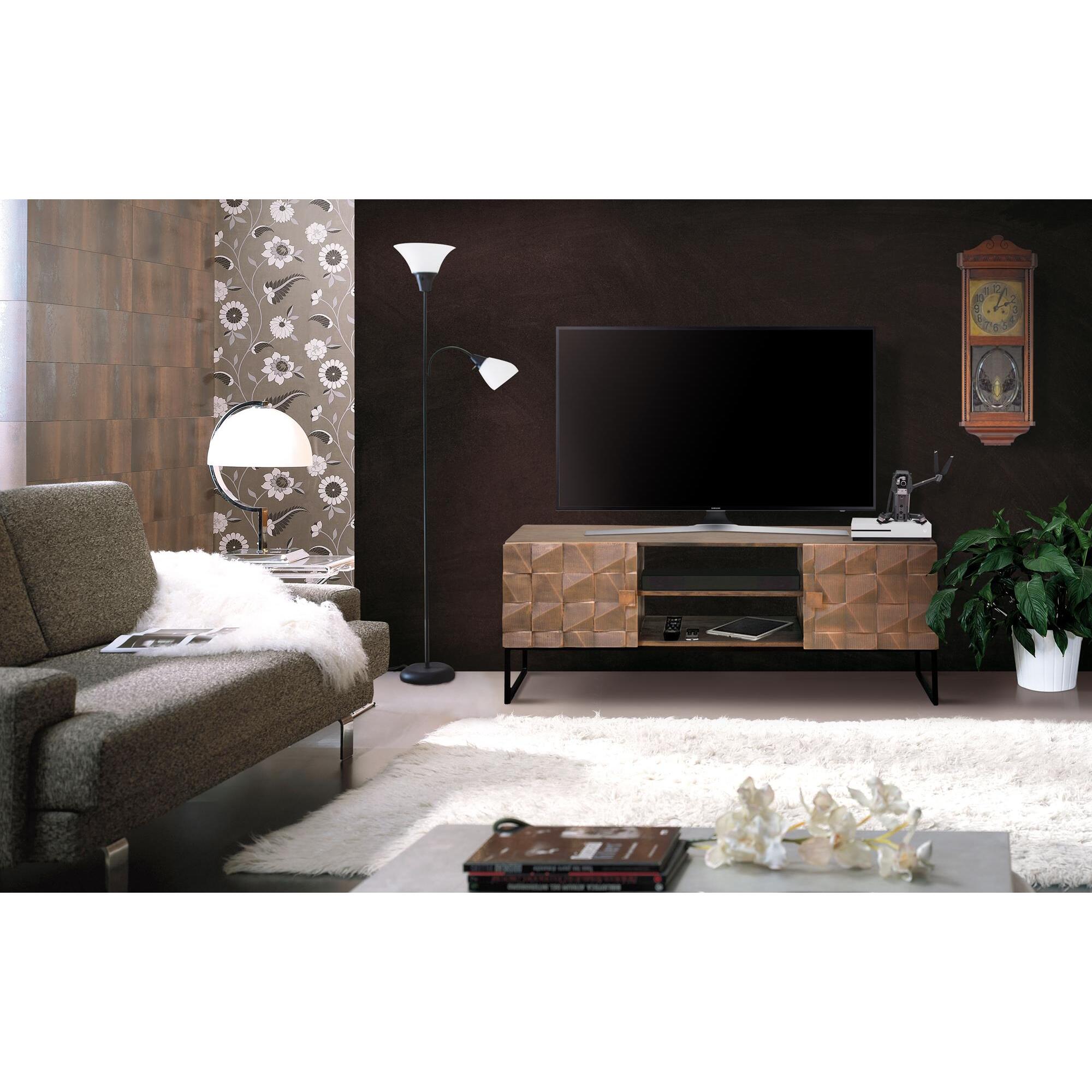 Mueble tv - madera de mango y bronce - 55x140x40cm