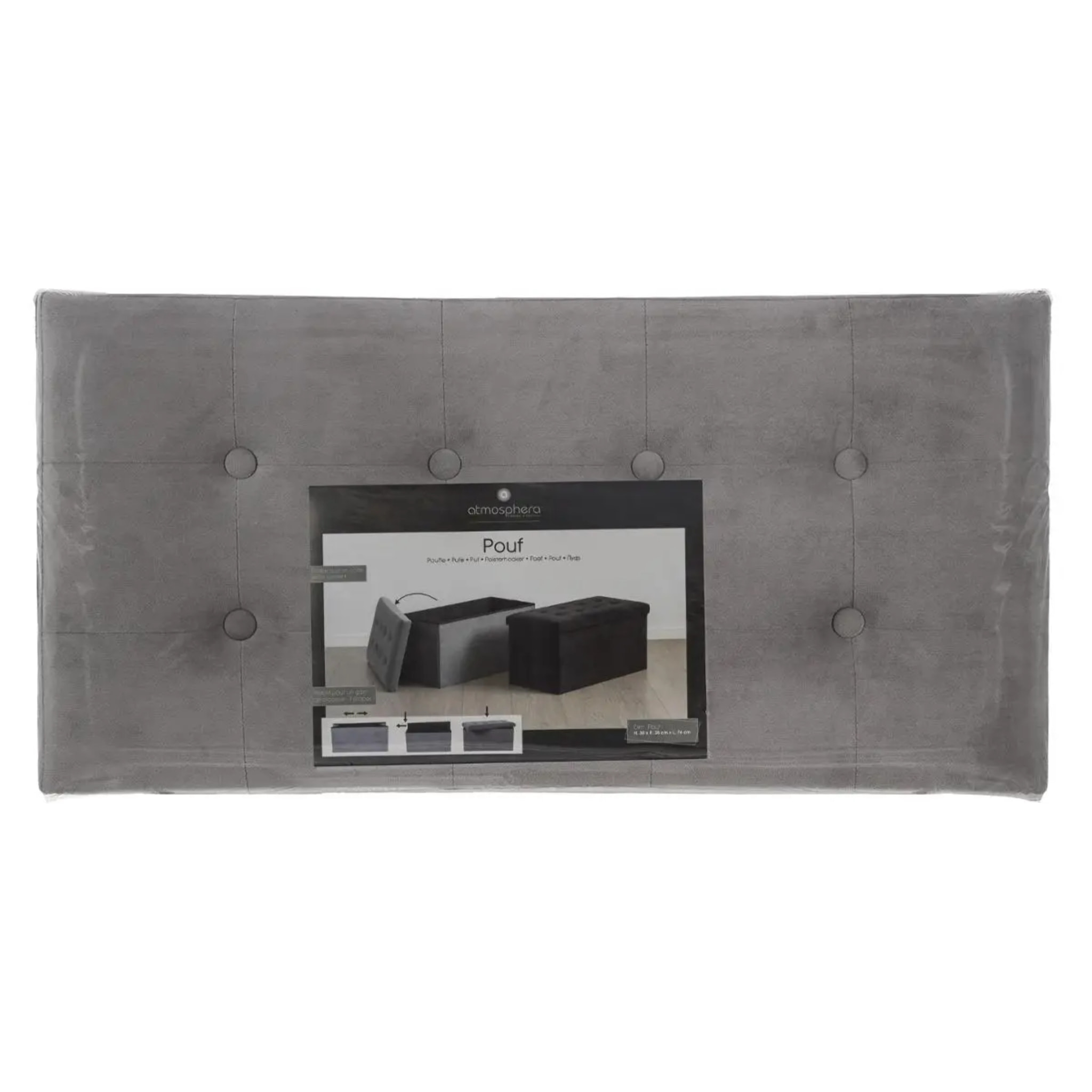 Pouf pliant double "Lysandre" effet velours gris ardoise