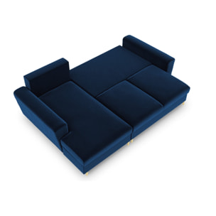 Canapé d'angle gauche convertible avec coffre de rangement "Kyoto" 4 places en velours bleu roi