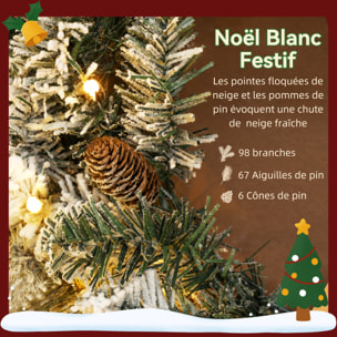 Couronne de Noël LED x 35 blanc chaud dia. 60 cm pommes de pin vert blanc