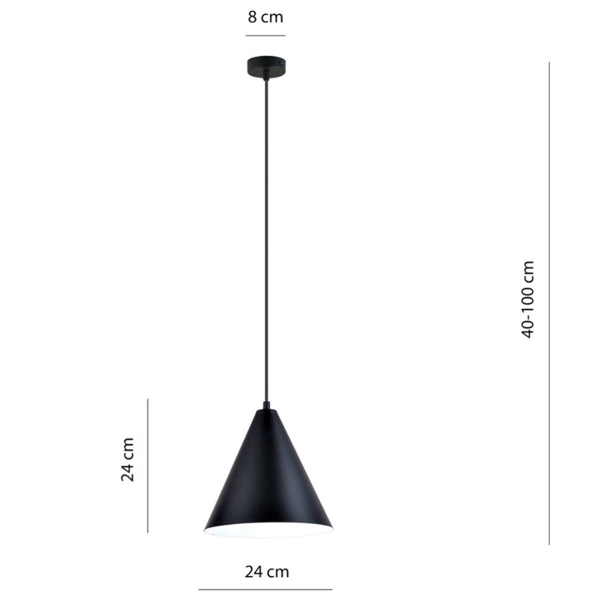 Lampada a sospensione REBEL in acciaio nero e bianco