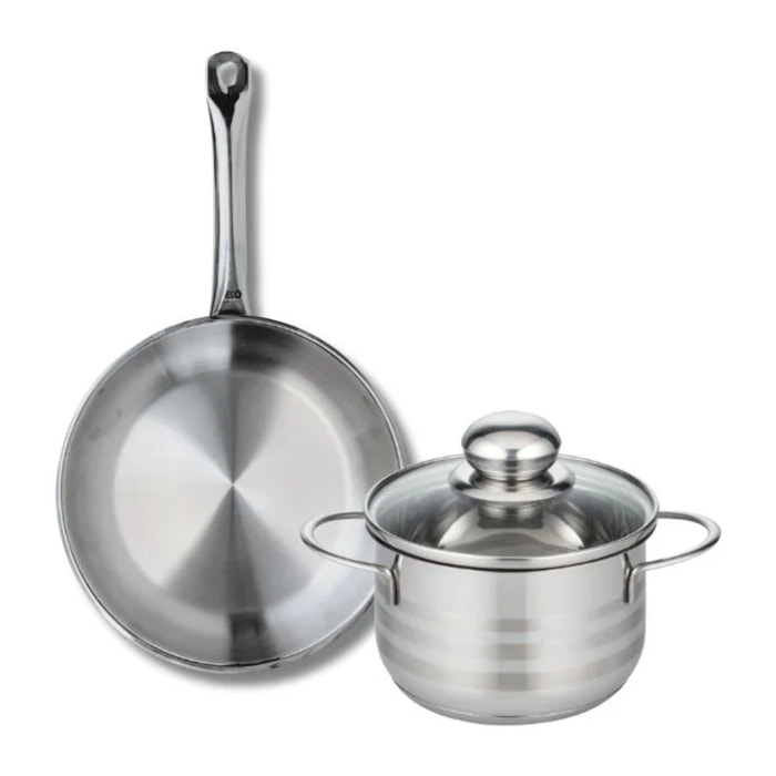 Ensemble de 1 Poêle de cuisson 24 cm et 1 faitout 16 cm Elo Profi Brillant