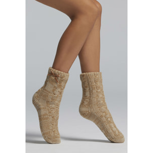 CALZETTONE IN MAGLIA CON FIOCCO IN VELLUTO LATERALE