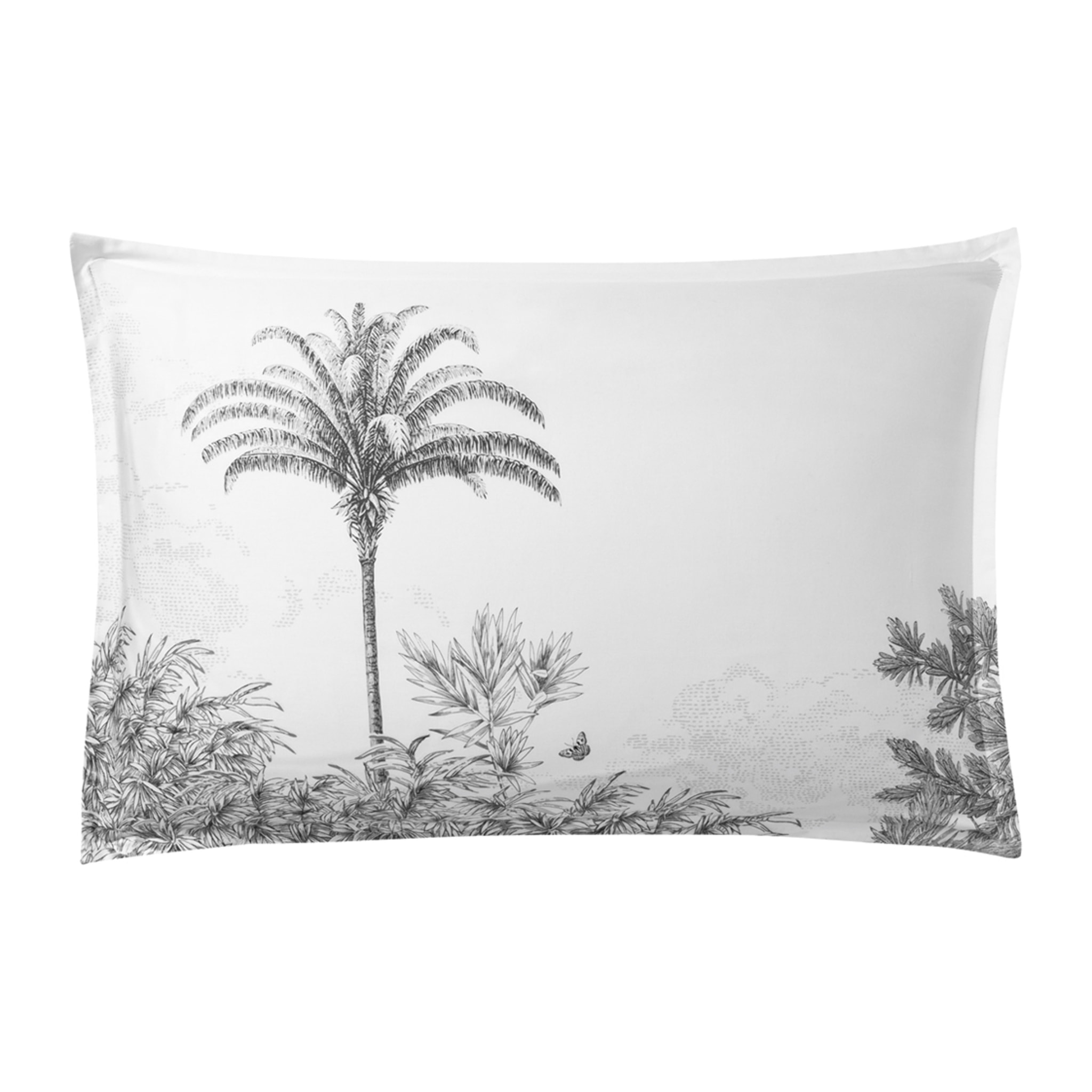 Taie d'oreiller imprimée en satin de coton bio, AMAZONE, Blanc