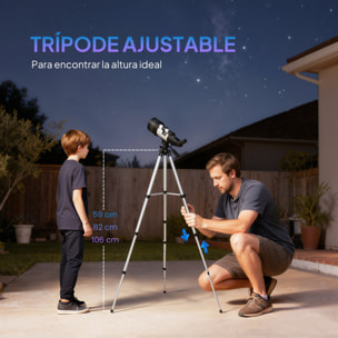 Telescopio Astronómico para Adultos y Principiantes, Apertura de 70 mm, 30X-300X, 300 mm Telescopio Refractor Astronómico Portátil, con Lente Barlow 3X, Nivel y Trípode Ajustable de Aluminio