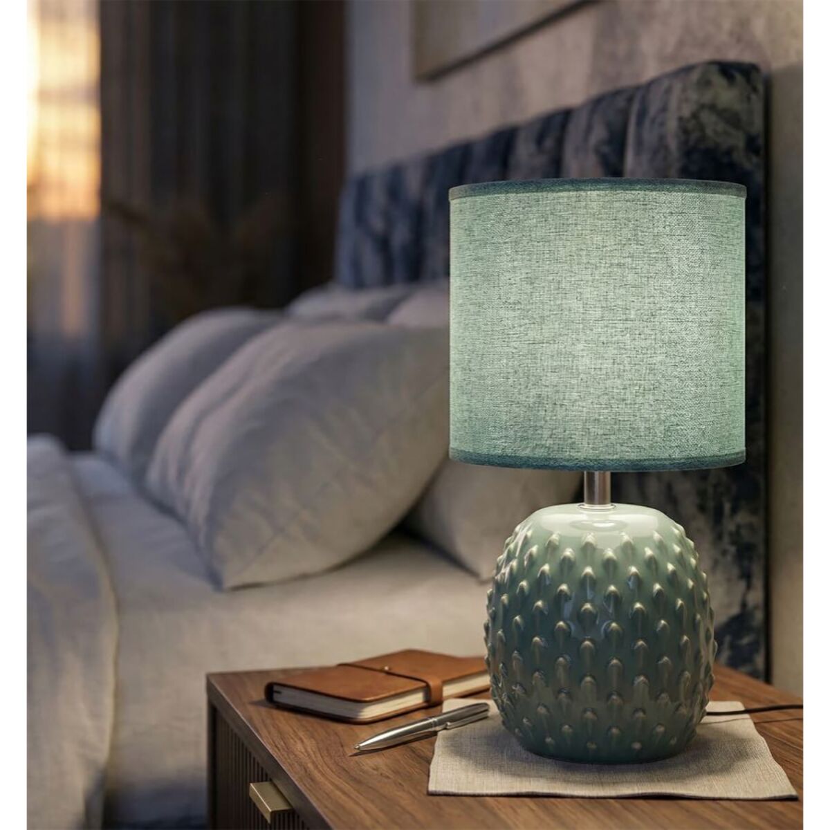 LAMPADA DA COMODINO PONTUS TURCHESE CM Ø 14X27