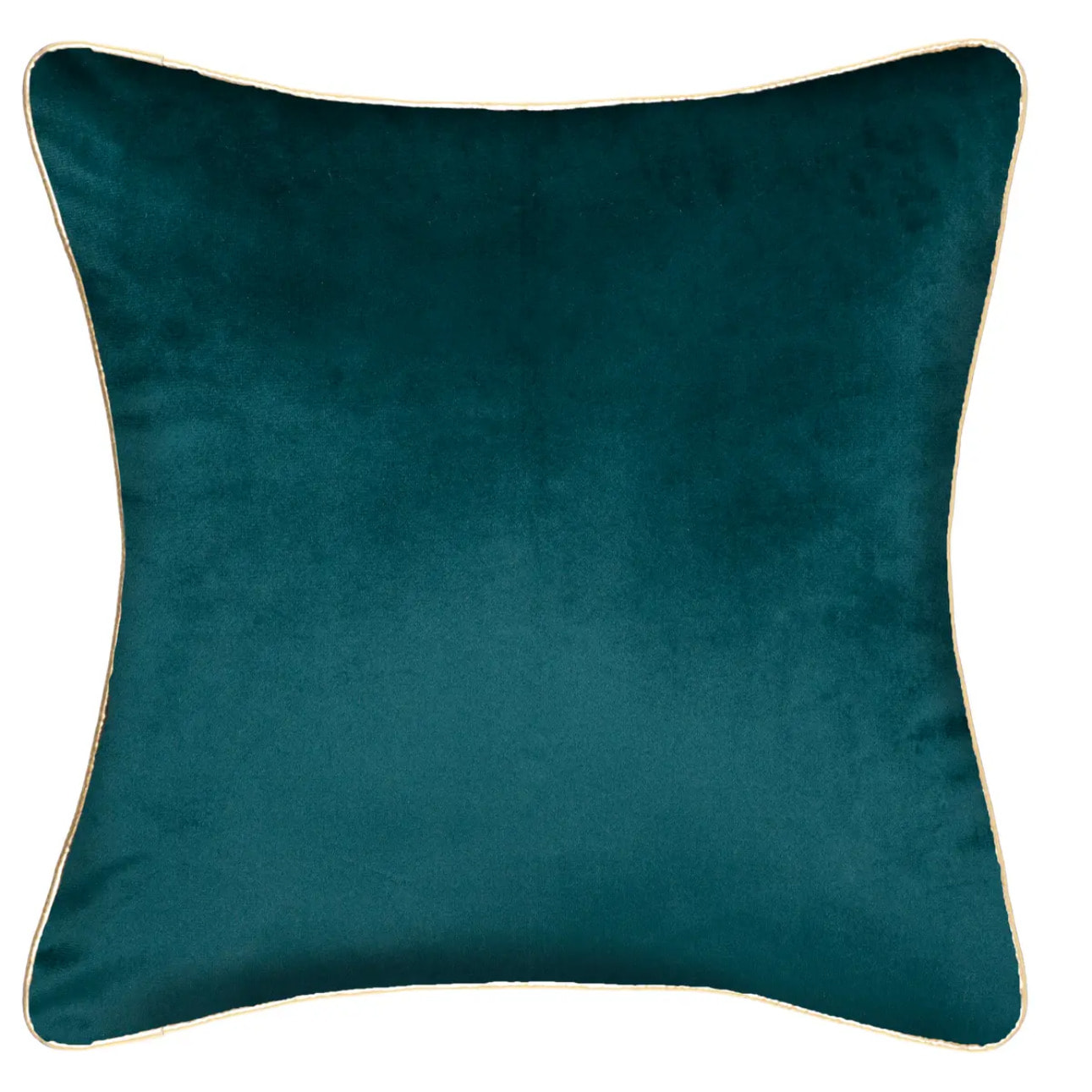 Housse de coussin imprimée "Feel" - velours - bleu canard et doré - 40x40 cm