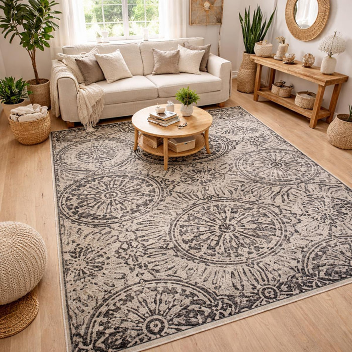 Tapis pour chambre ou salon motif Retro-vintage gris