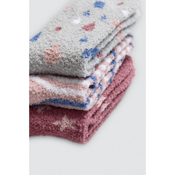 Confezione da 3 calzini in flanella stampati