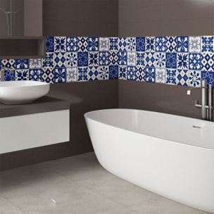 Stickers muraux - Sticker Mural Carrelage adhésif Cuisine Salle de Bain - 9 STICKERS CARREAUX DE CIMENT AZULEJOS LINIA