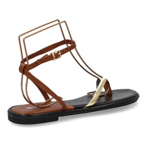 Sandalia plana tiras elegantes mujer