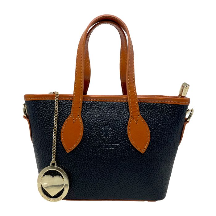 Chicca Borse - Borsa a Mano Donna in Vera Pelle - Colore Nero