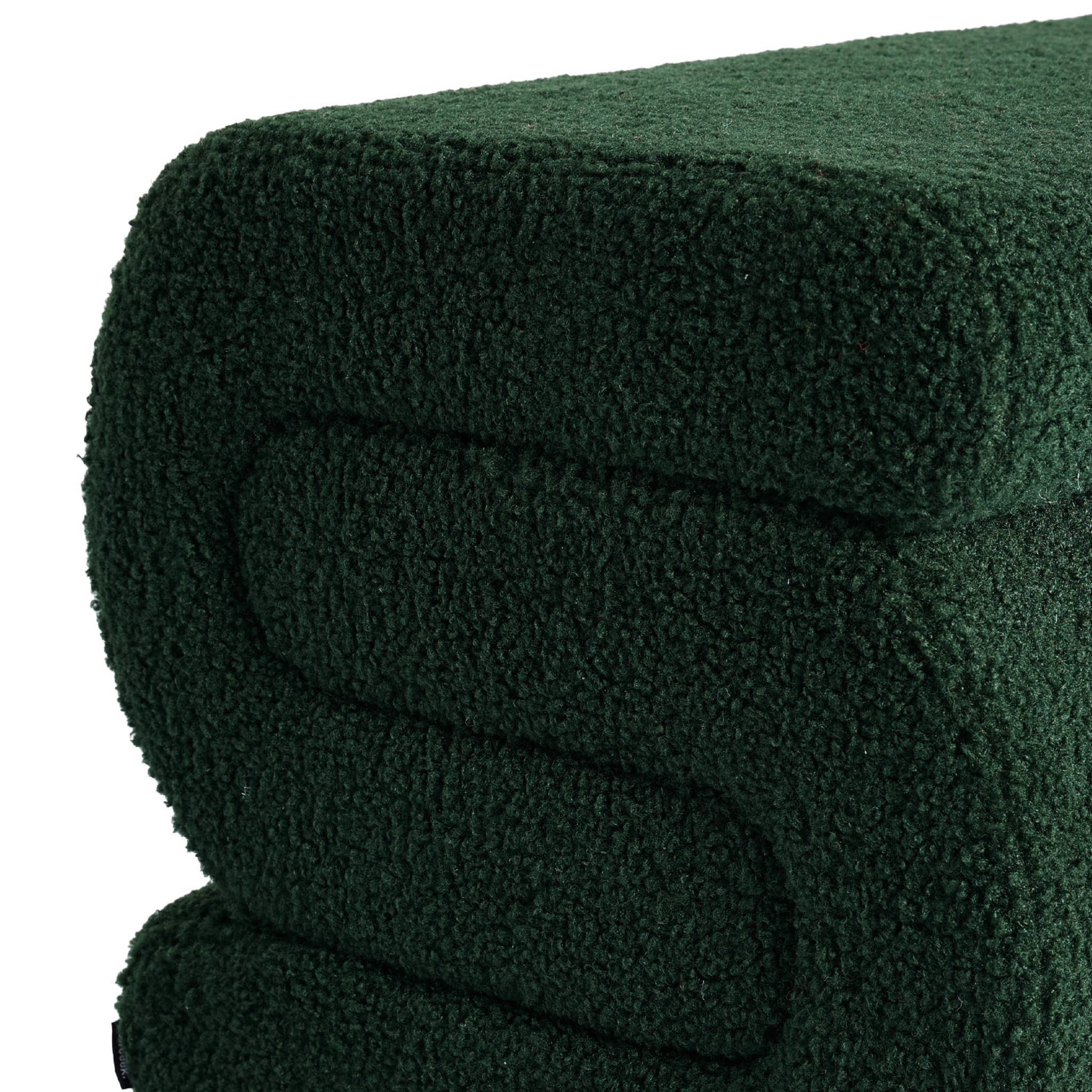 Banc design revêtement bouclette vert 1 place L 43 x P 47 x H 44cm - Sasha