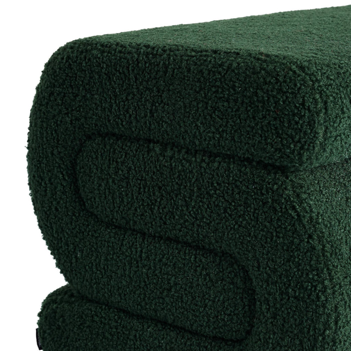 Banc design revêtement bouclette vert 1 place L 43 x P 47 x H 44cm - Sasha