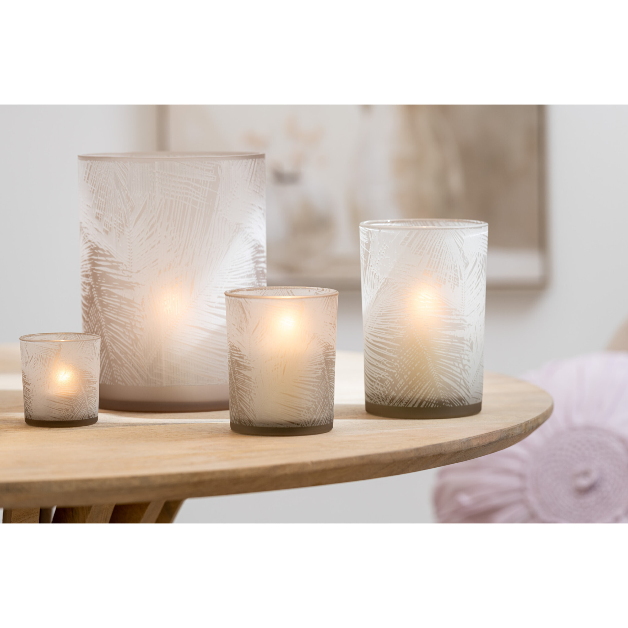 J-Line photophore Feuilles - verre - beige - small - 6 pcs