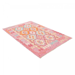 Tapis kilim, motif géométrique, tissé plat en laine naturelle