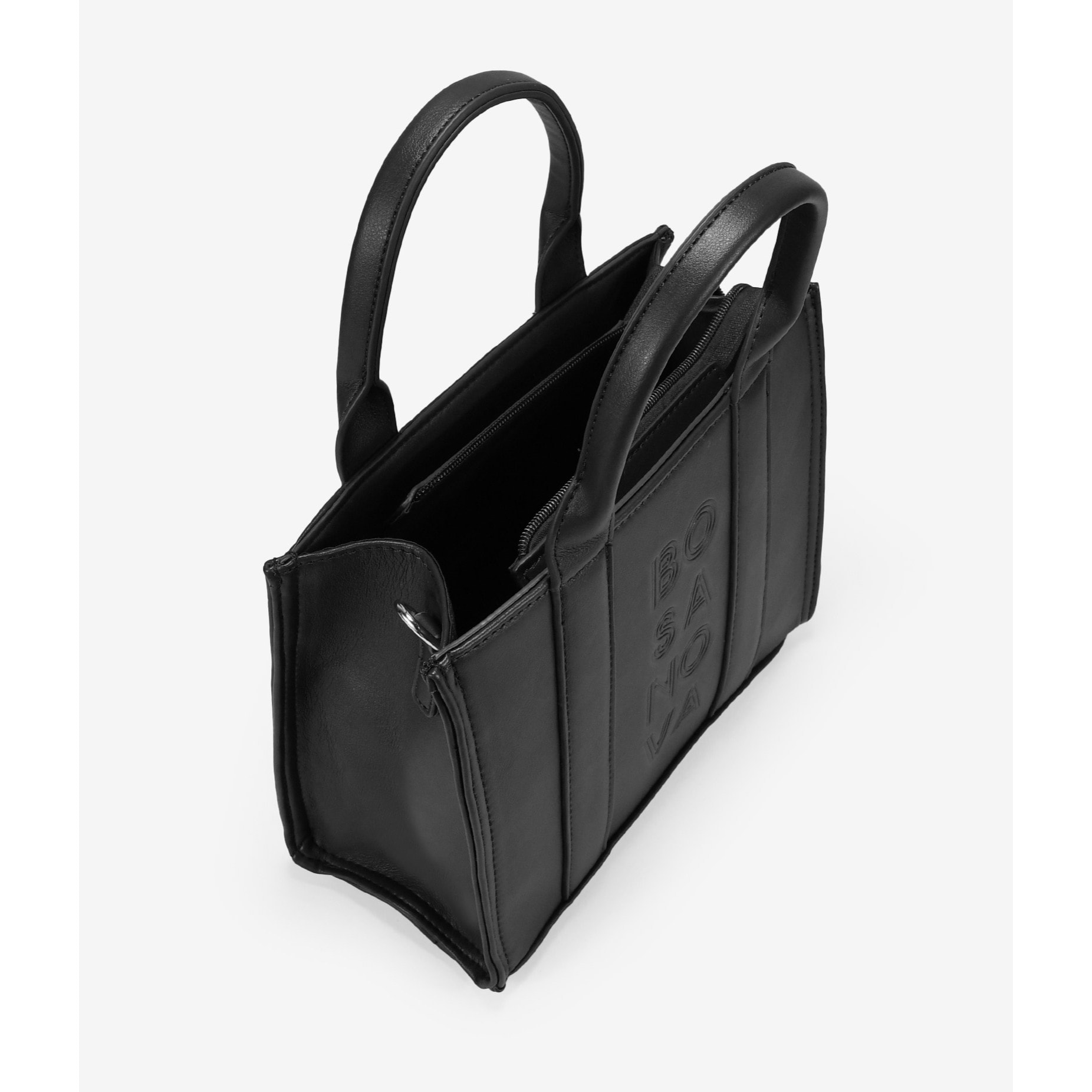 Bolso de mano negro con cremallera