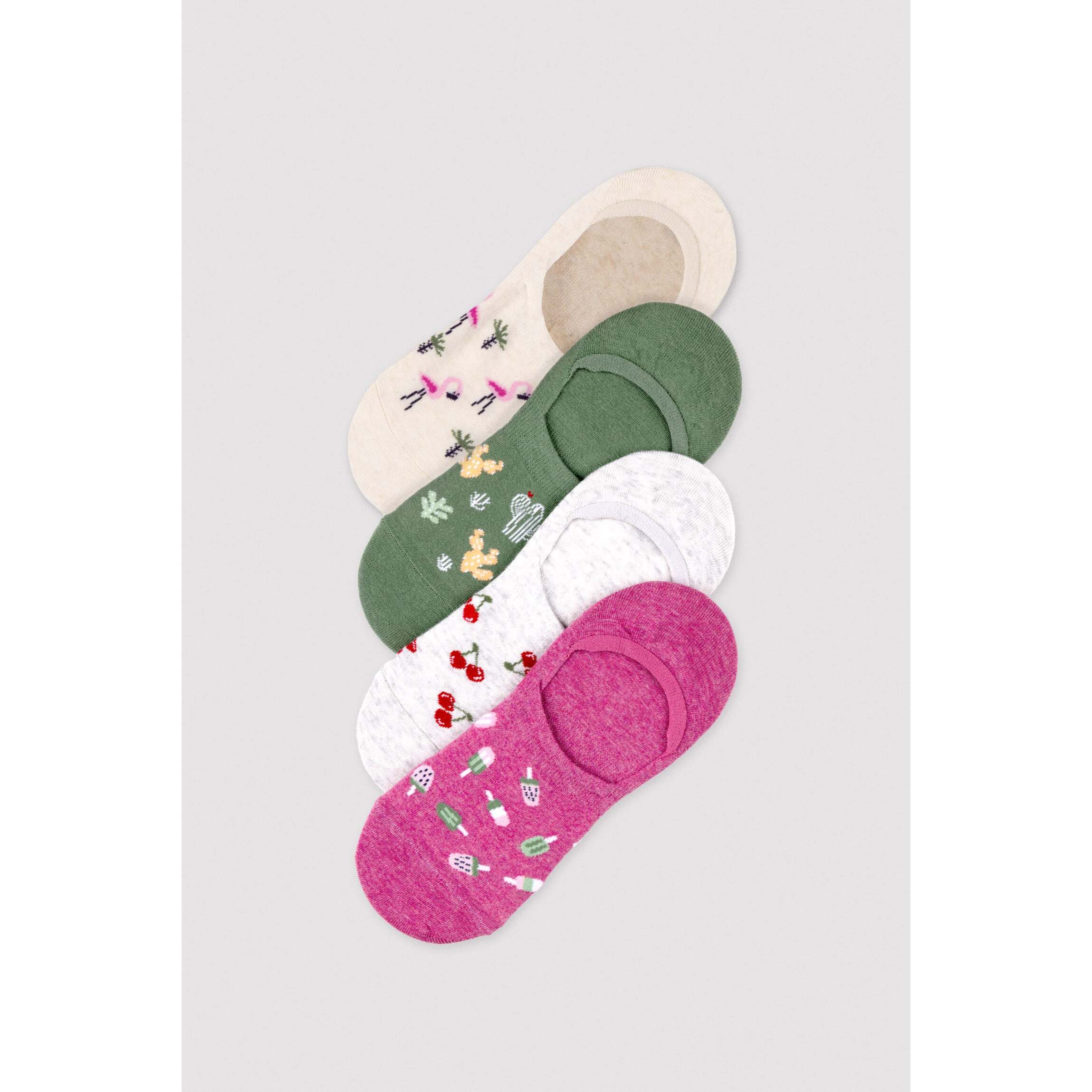 Confezione da 4 calzini estivi rosa stampati