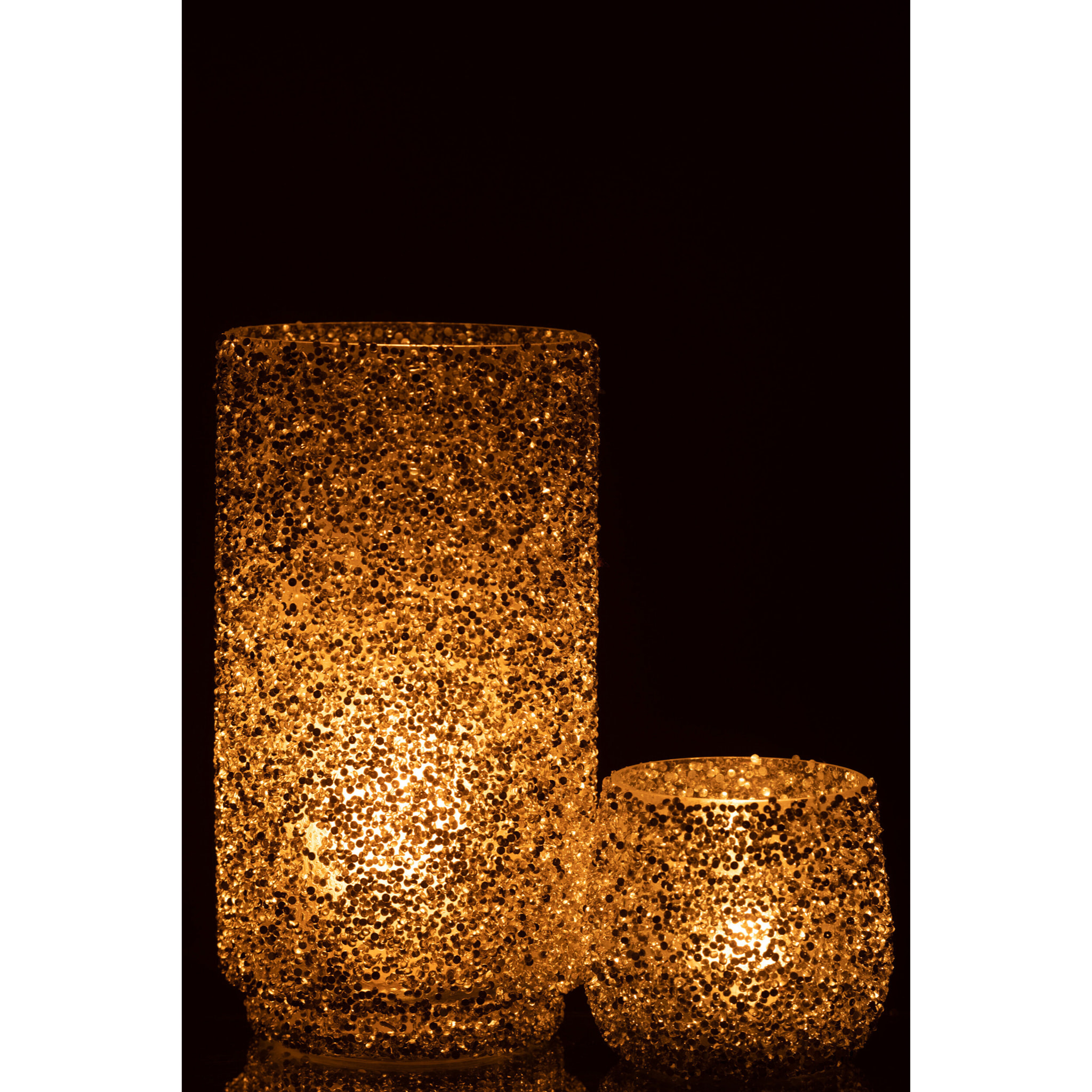 J-Line photophore Paillettes - verre - argent - large