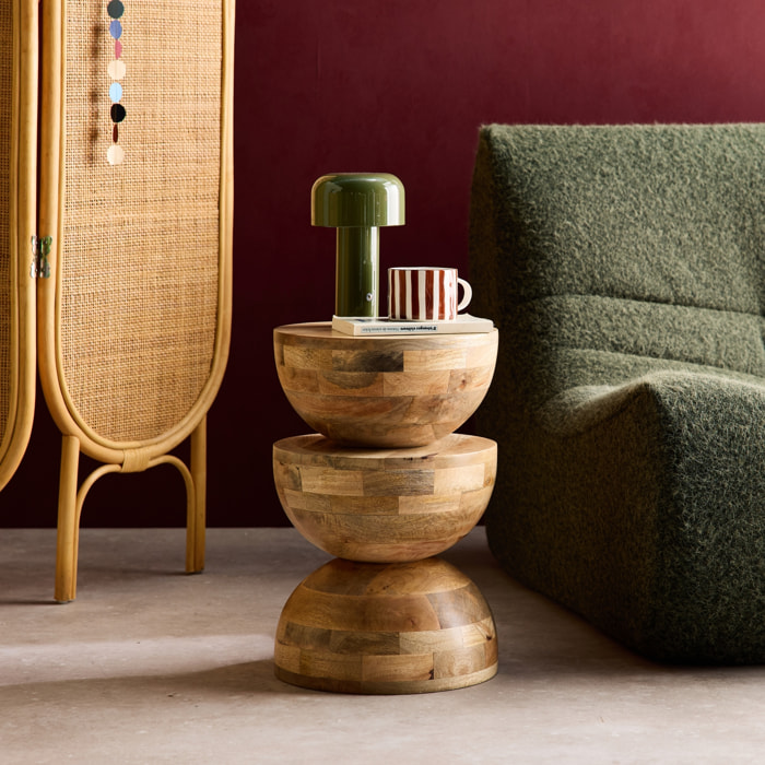 Table d'appoint. bout de canapé. table de chevet. tabouret en bois de manguier. Naturel. Sita. Ø30 x H 45cm