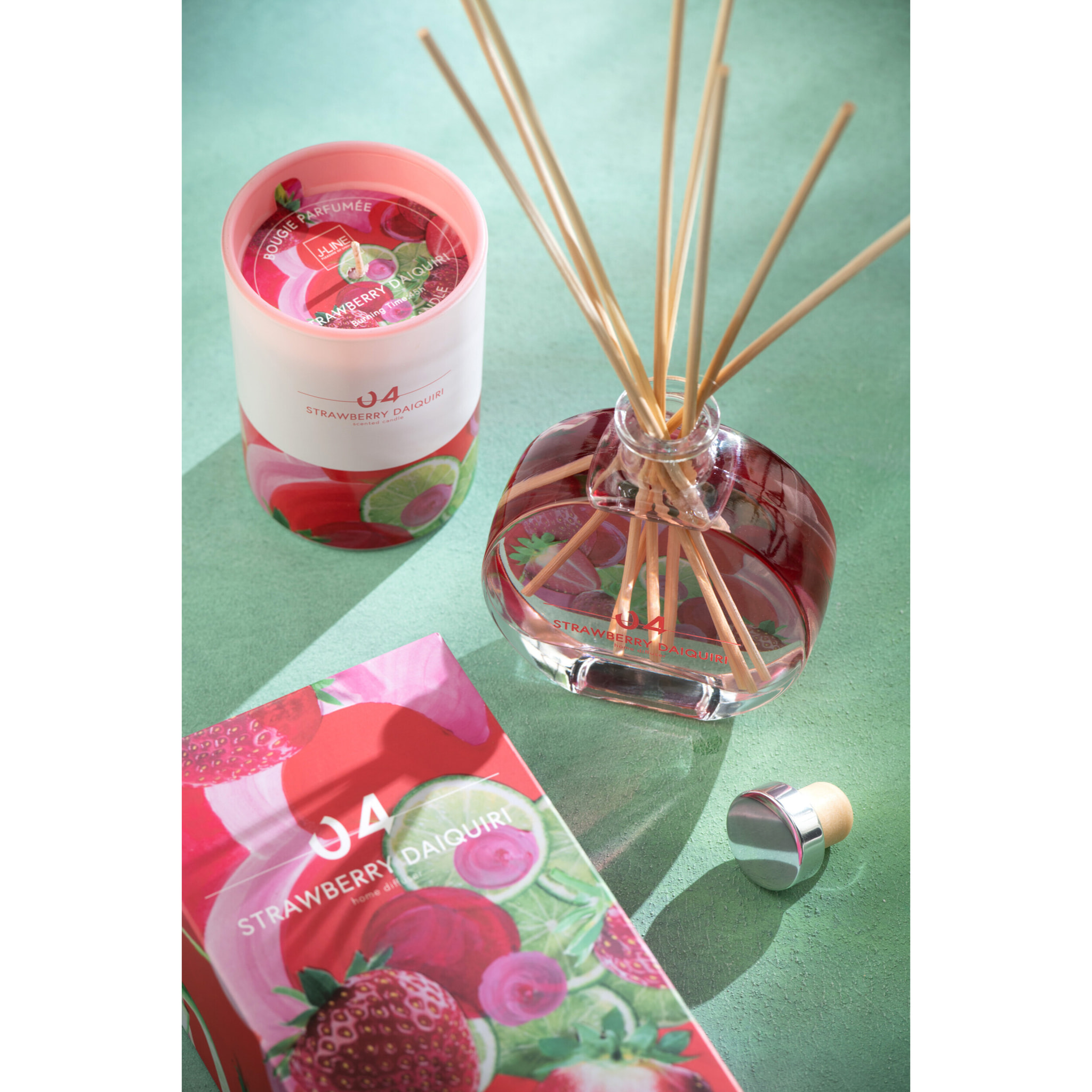 J-Line Bâtonnets parfumés - Daiquiri Fraise - verre - mix