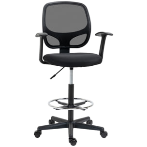 Chaise bureau ergonomique assise haute réglable 110-132cm pivotant 360° maille respirante noir