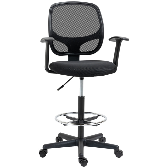 Chaise bureau ergonomique assise haute réglable 110-132cm pivotant 360° maille respirante noir