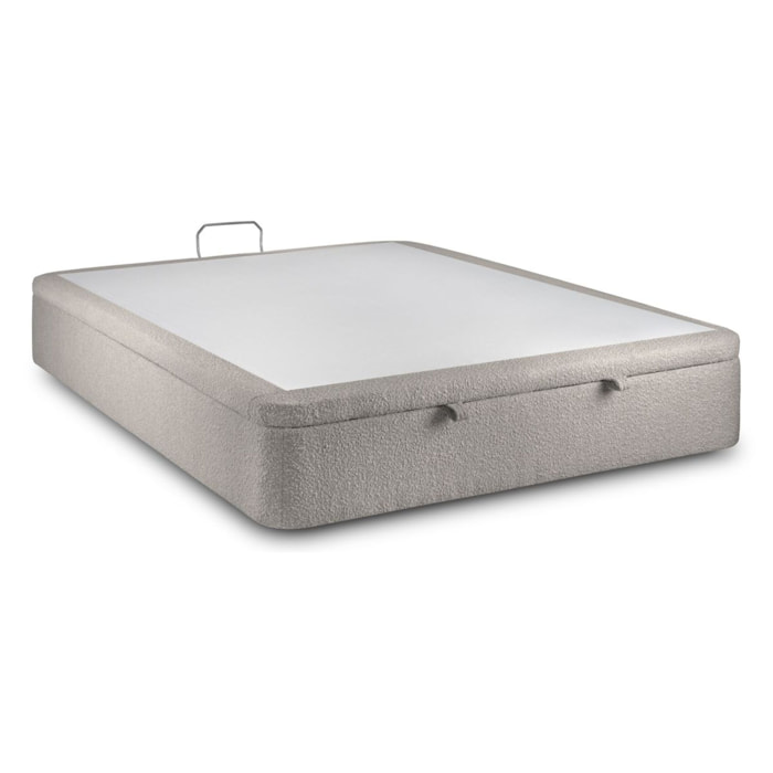 Sommier Coffre en tissu bouclette - Grand espace de rangement et ouverture facile - Montage rapide, adapté à tous les matelas - Hauteur Totale de 39cm - 2 places
