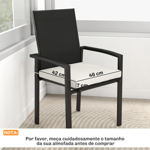 Juego de Cojines para Sillas de Comedor, 46x42x7 cm, 6 Piezas, Cojines para Sillas de Jardín con Funda Lavable y Lazos, Impermeable y Anti-UV, Crema