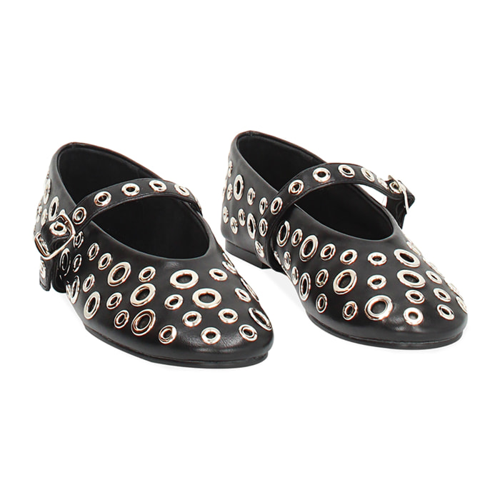Ballerine donna nere con borchie
