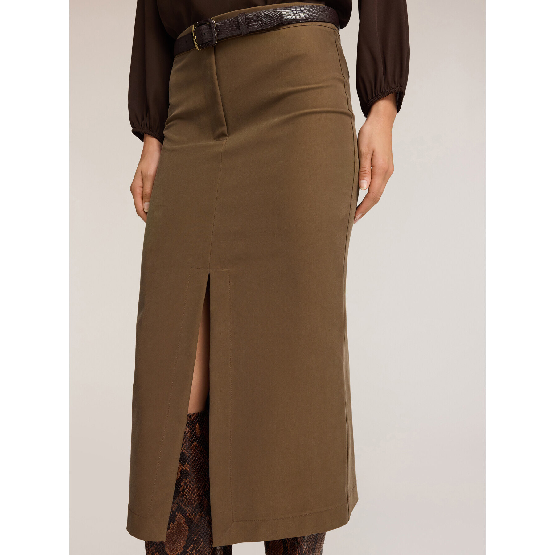 Motivi - Gonna tubino con spacco frontale - Marrone