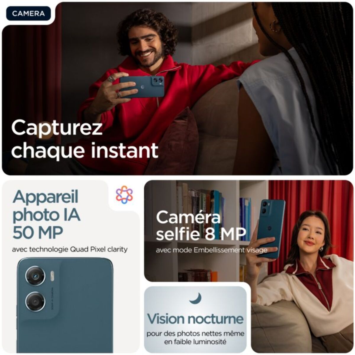 Smartphone MOTOROLA G06 128Go Tapestry Bleu