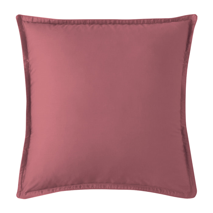 Taie d'oreiller unie en satin de coton bio, TEOPHILE, Rouge Cosmos