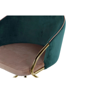 Silla Giratoria Velvet Beige Verde 55x58x77 Cm